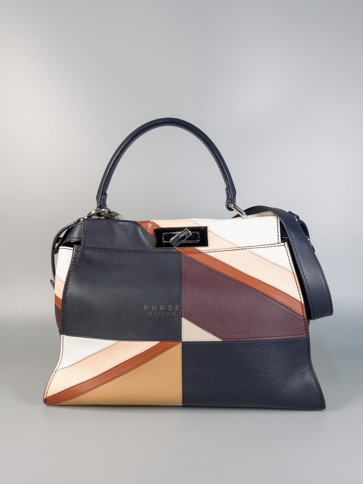 Peekaboo Iconic Satchel Medium in Night Blue Multicolor | Purse Maison Luxury Bags Shop