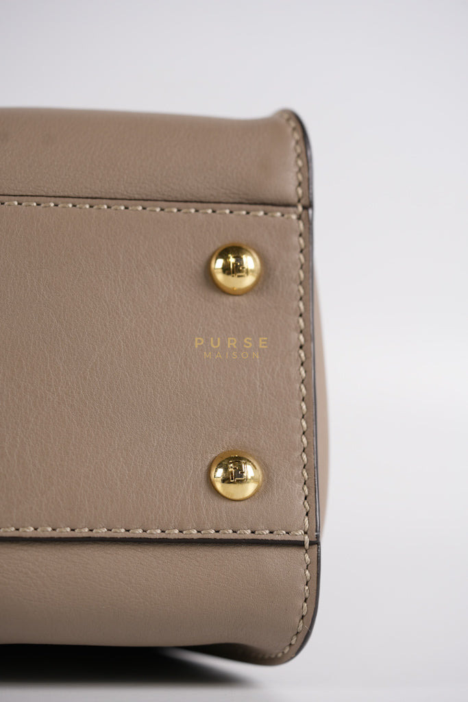 Peekaboo Medium Two-Way Bag in Taupe Calfskin Leather & Gold Hardware | Purse Maison Luxury Bags Shop