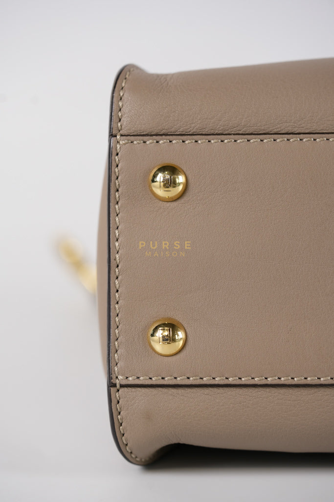 Peekaboo Medium Two-Way Bag in Taupe Calfskin Leather & Gold Hardware | Purse Maison Luxury Bags Shop