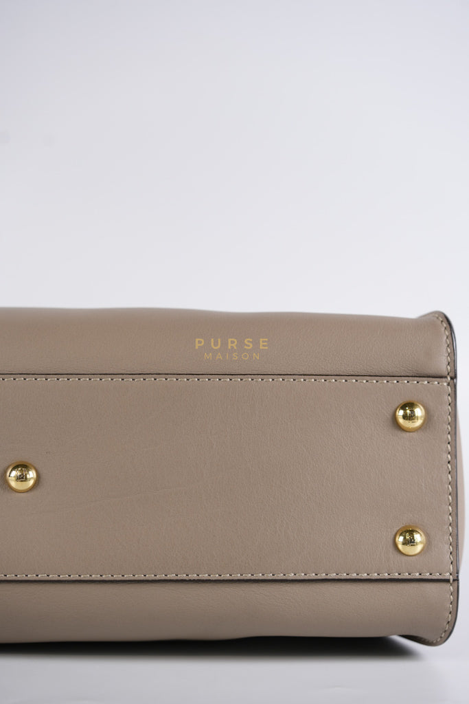 Peekaboo Medium Two-Way Bag in Taupe Calfskin Leather & Gold Hardware | Purse Maison Luxury Bags Shop