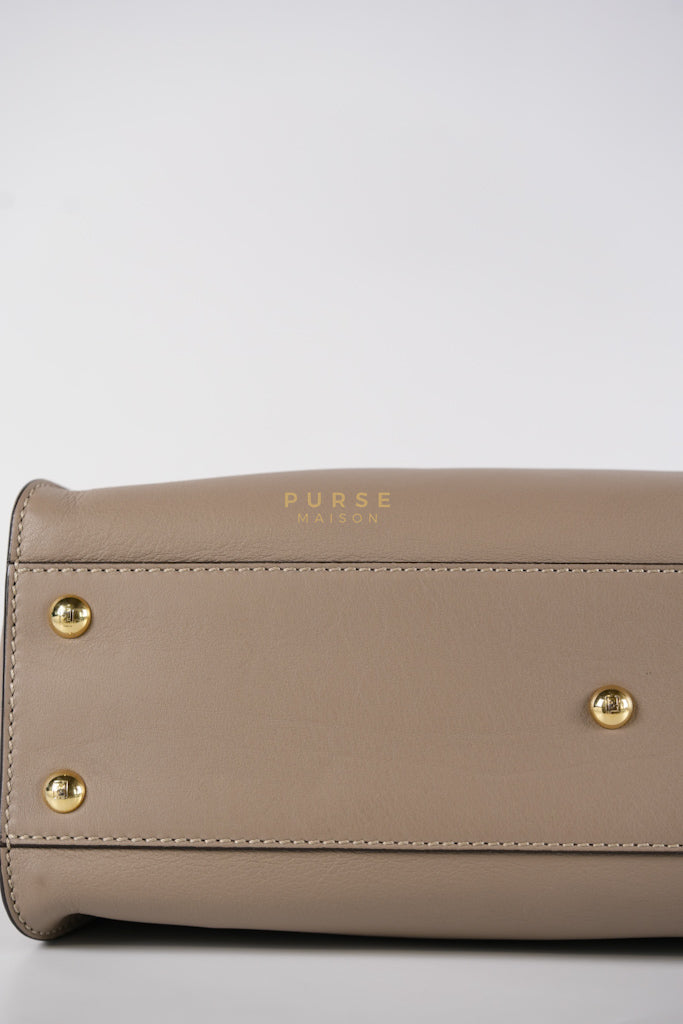 Peekaboo Medium Two-Way Bag in Taupe Calfskin Leather & Gold Hardware | Purse Maison Luxury Bags Shop