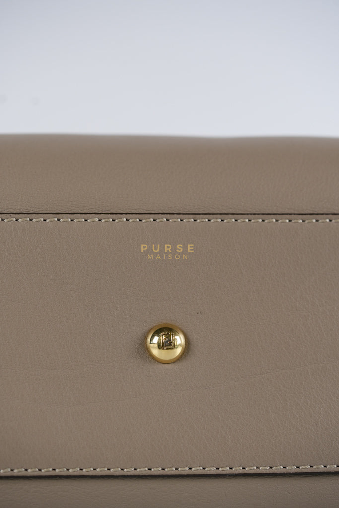 Peekaboo Medium Two-Way Bag in Taupe Calfskin Leather & Gold Hardware | Purse Maison Luxury Bags Shop