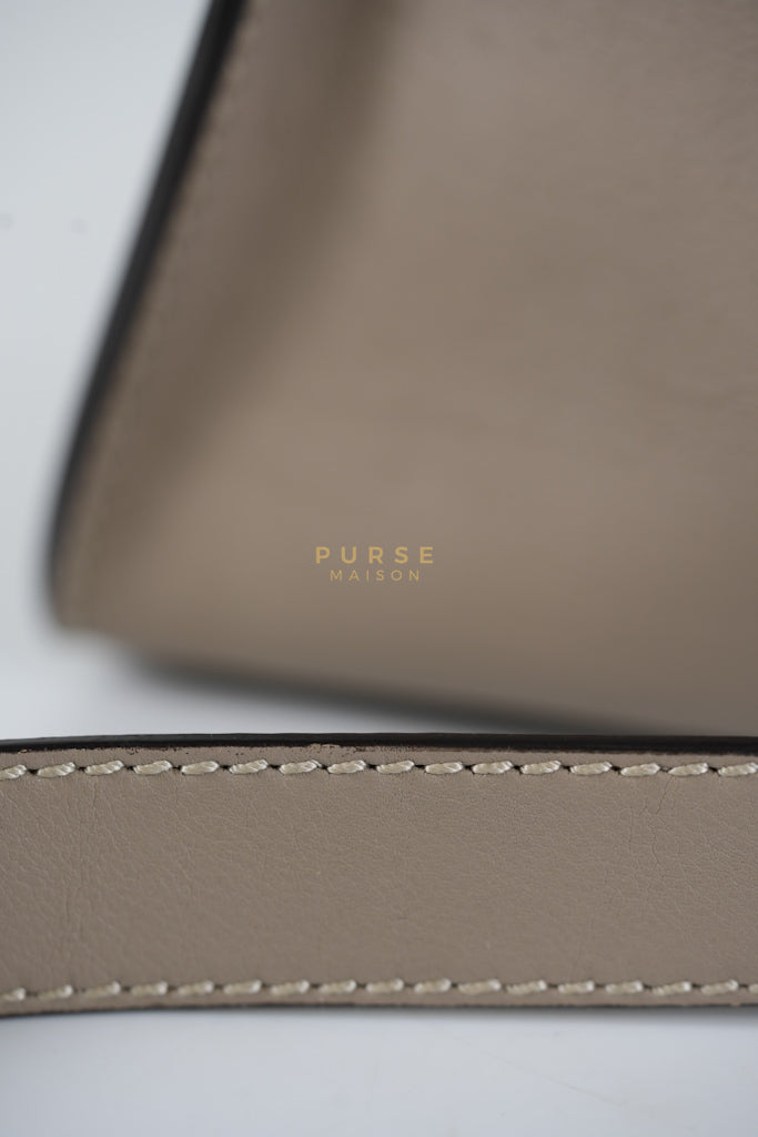 Peekaboo Medium Two-Way Bag in Taupe Calfskin Leather & Gold Hardware | Purse Maison Luxury Bags Shop