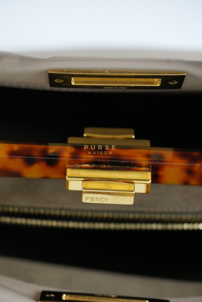 Peekaboo Medium Two-Way Bag in Taupe Calfskin Leather & Gold Hardware | Purse Maison Luxury Bags Shop