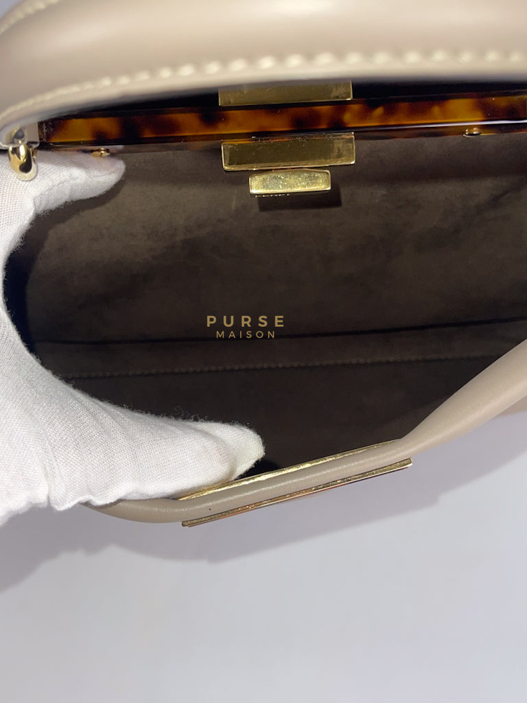 Peekaboo Medium Two-Way Bag in Taupe Calfskin Leather & Gold Hardware | Purse Maison Luxury Bags Shop