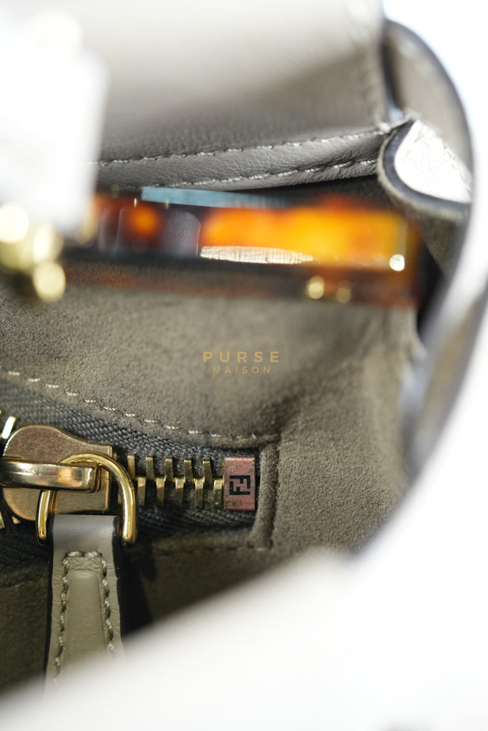 Peekaboo Medium Two-Way Bag in Taupe Calfskin Leather & Gold Hardware | Purse Maison Luxury Bags Shop