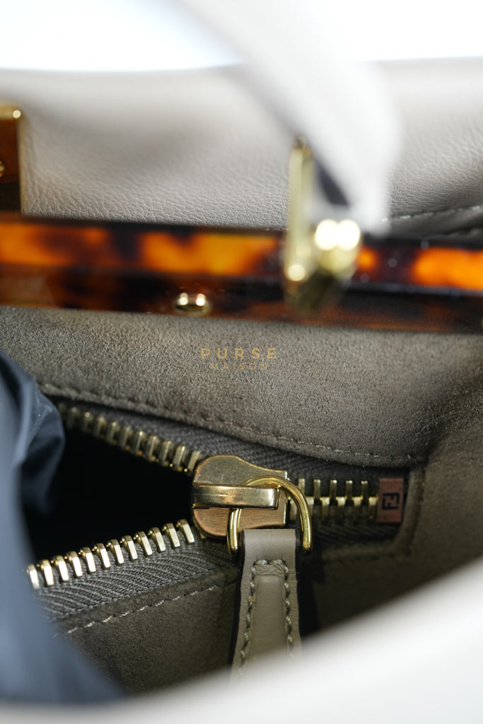 Peekaboo Medium Two-Way Bag in Taupe Calfskin Leather & Gold Hardware | Purse Maison Luxury Bags Shop