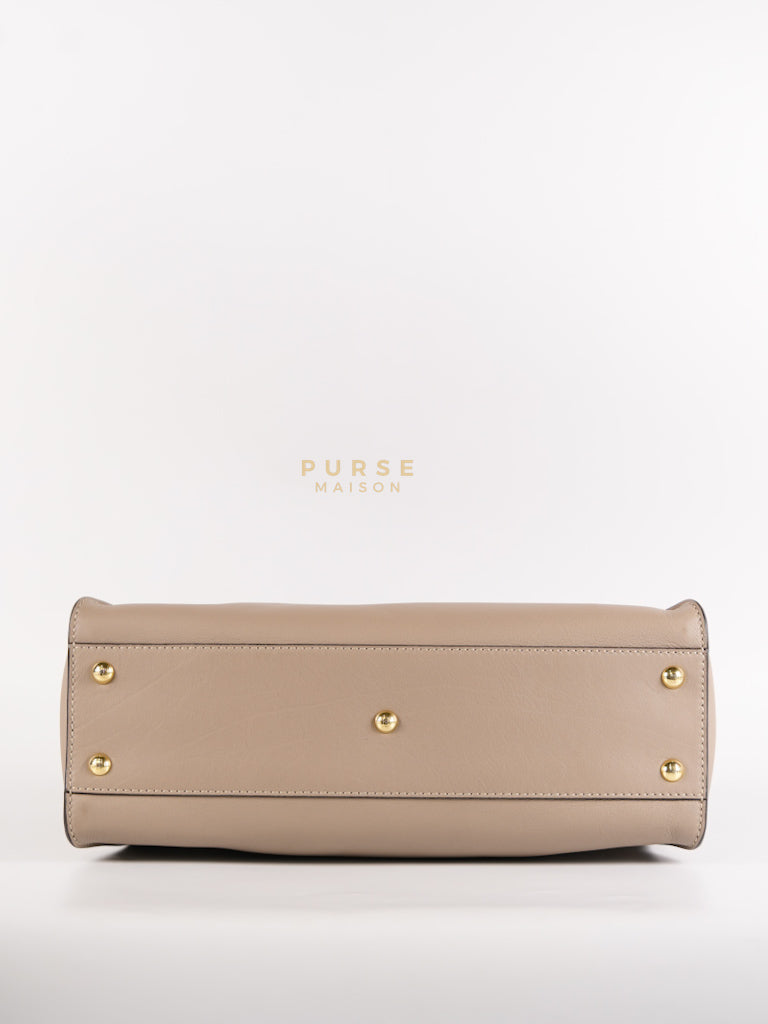Peekaboo Medium Two-Way Bag in Taupe Calfskin Leather & Gold Hardware | Purse Maison Luxury Bags Shop