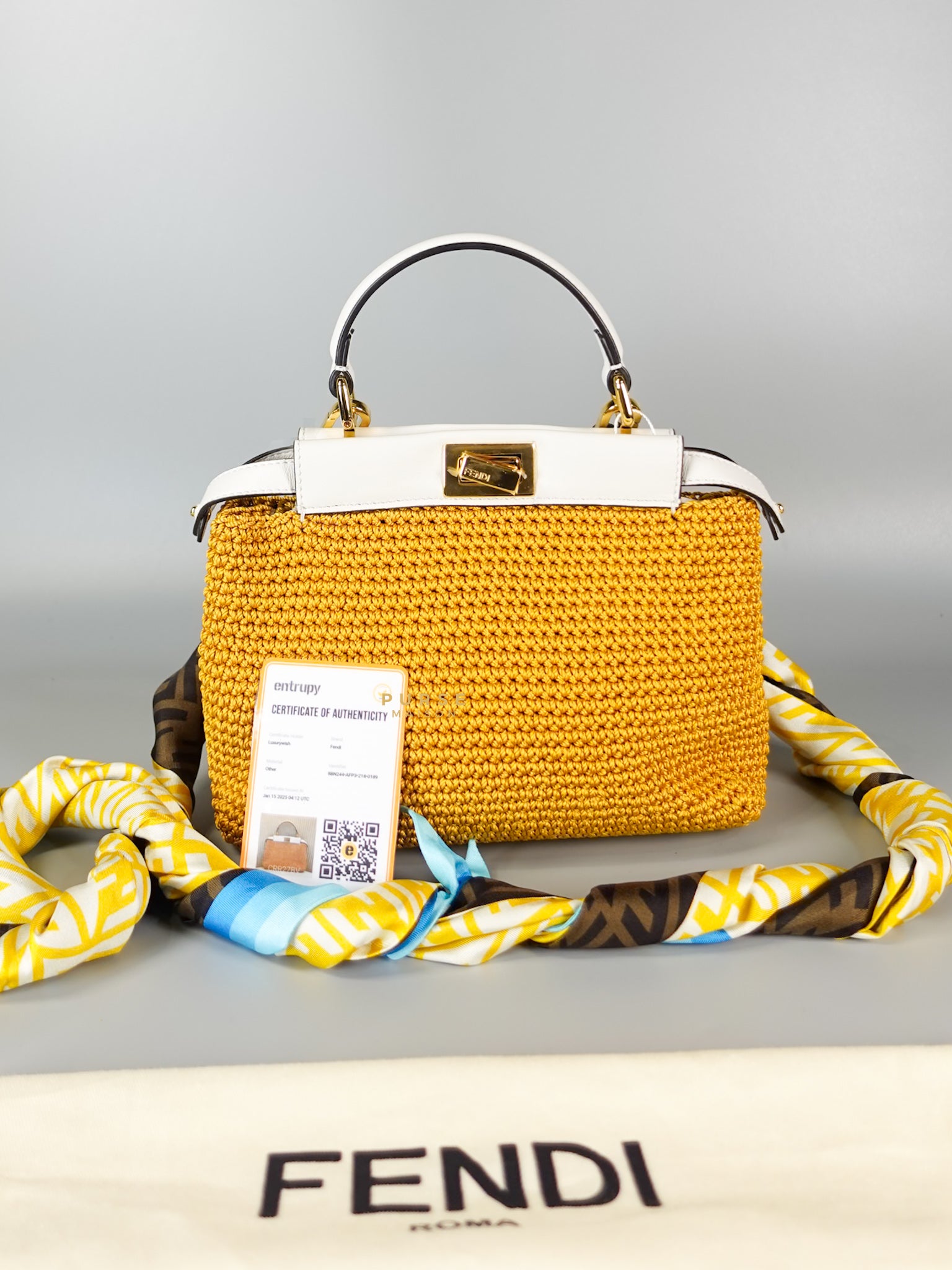 Peekaboo Mini Fabric Crochet Nappa Iconic Satchel Mimosa | Purse Maison Luxury Bags Shop