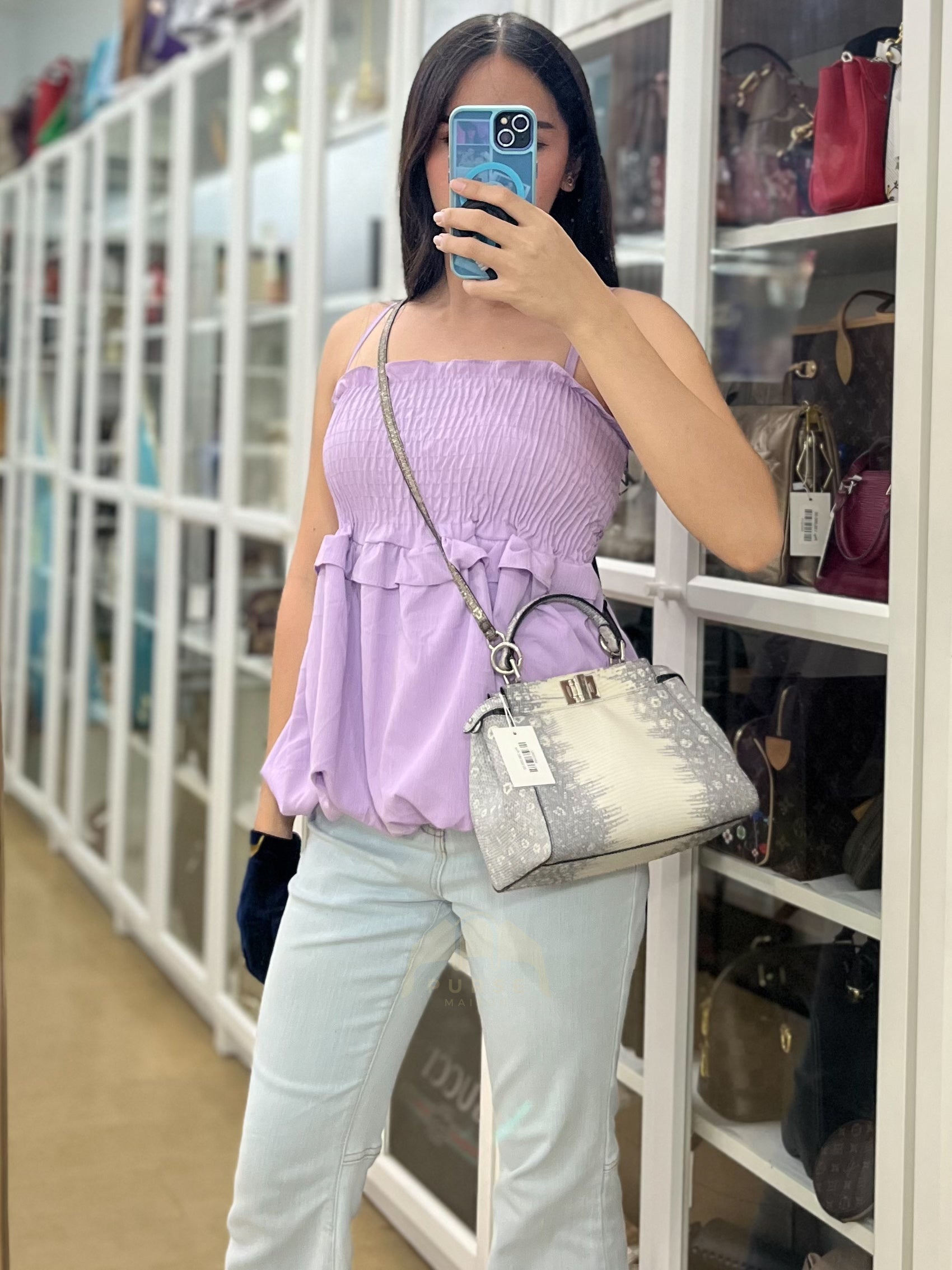 Peekaboo Mini in Exotic Lizard Ombre Gray Palladium Hardware | Purse Maison Luxury Bags Shop