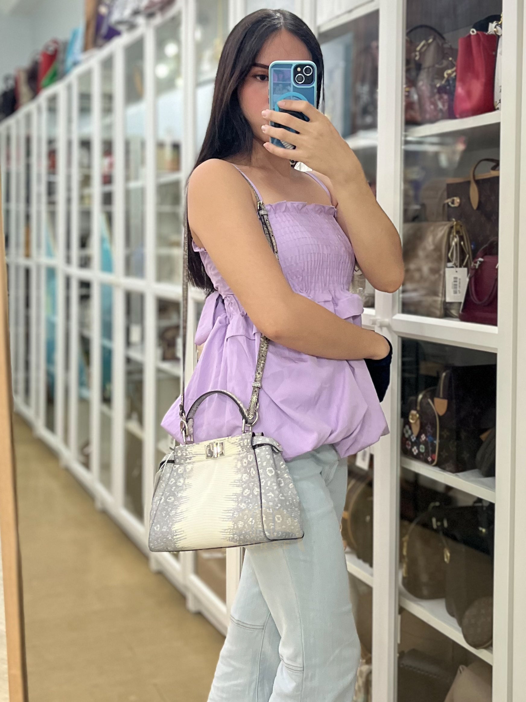 Peekaboo Mini in Exotic Lizard Ombre Gray Palladium Hardware | Purse Maison Luxury Bags Shop