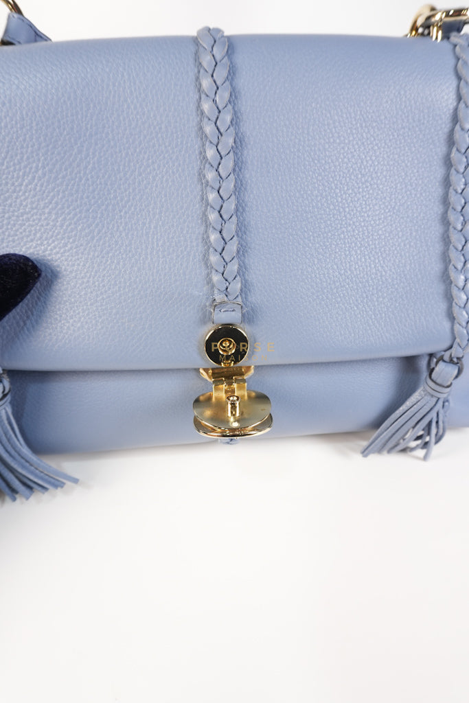 Penelope Medium in Blue-Grey Calfskin Leather Cross Body Bag | Purse Maison Luxury Bags Shop