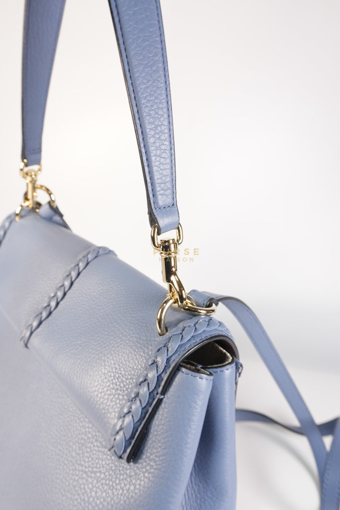 Penelope Medium in Blue-Grey Calfskin Leather Cross Body Bag | Purse Maison Luxury Bags Shop