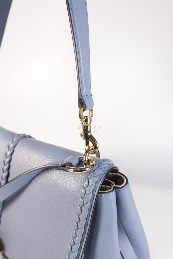 Penelope Medium in Blue-Grey Calfskin Leather Cross Body Bag | Purse Maison Luxury Bags Shop