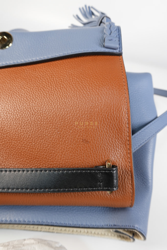 Penelope Medium in Blue-Grey Calfskin Leather Cross Body Bag | Purse Maison Luxury Bags Shop