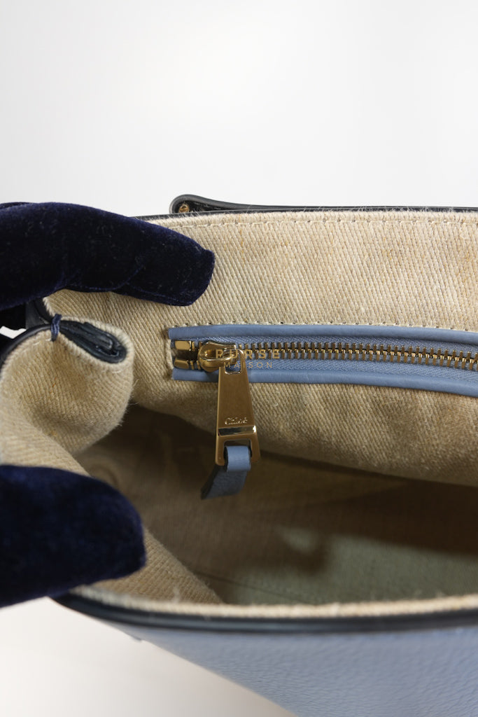 Penelope Medium in Blue-Grey Calfskin Leather Cross Body Bag | Purse Maison Luxury Bags Shop