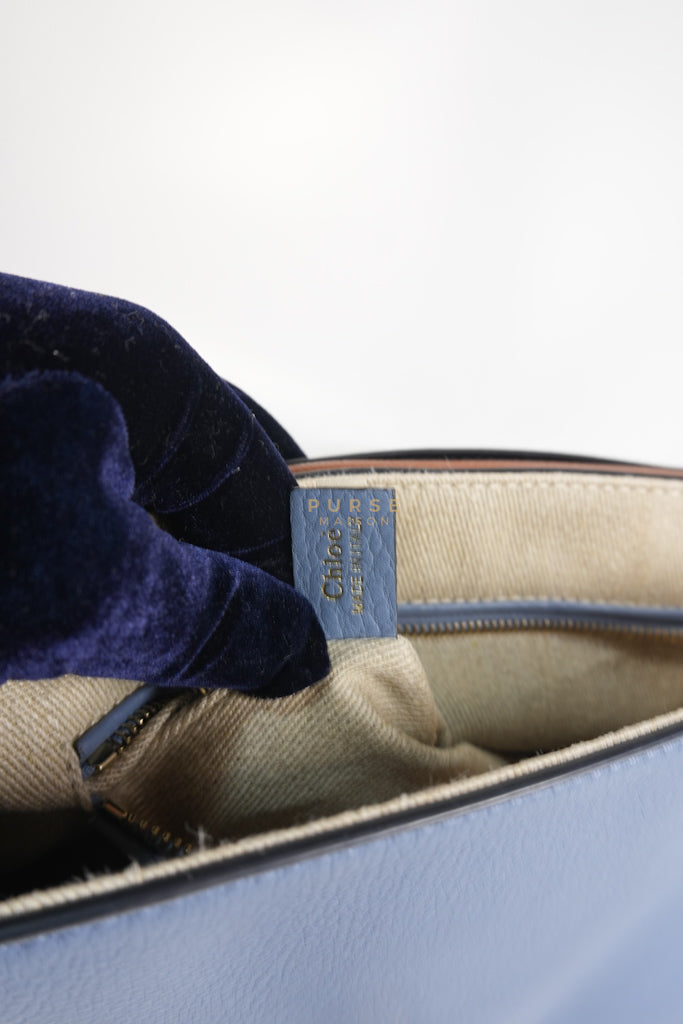 Penelope Medium in Blue-Grey Calfskin Leather Cross Body Bag | Purse Maison Luxury Bags Shop