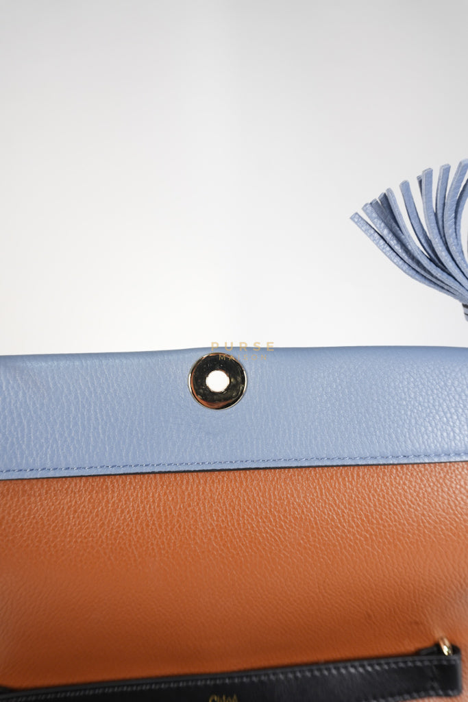 Penelope Medium in Blue-Grey Calfskin Leather Cross Body Bag | Purse Maison Luxury Bags Shop