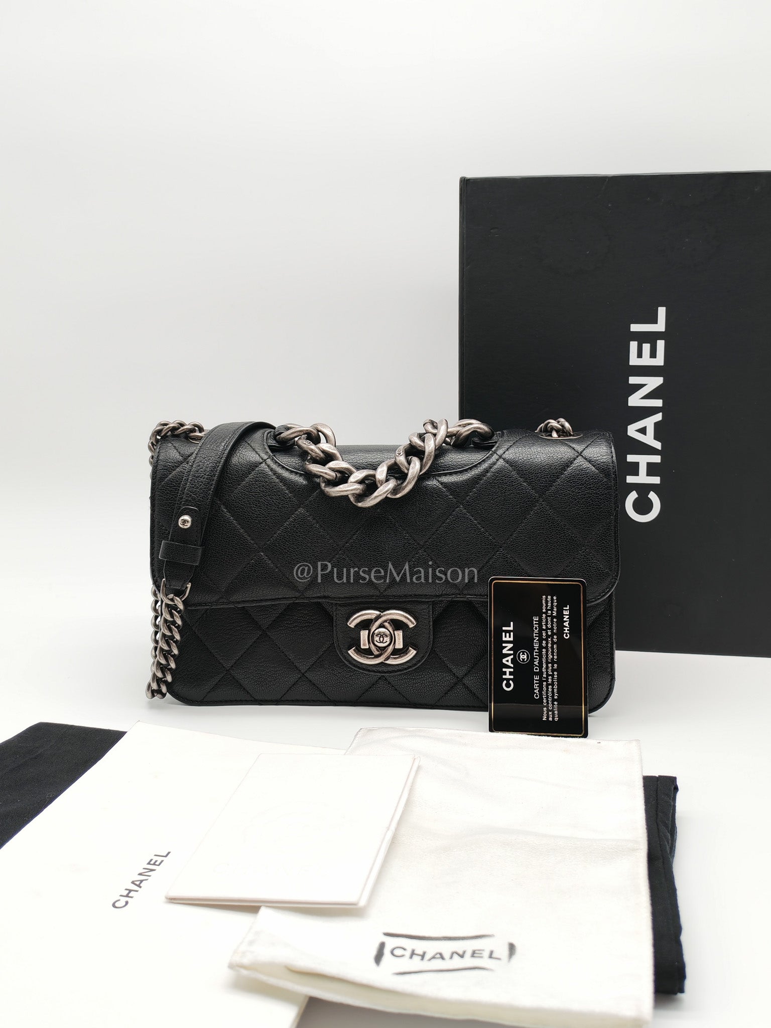 Perfect Edge Flap in Quilted Goatskin Leather and Ruthenium Hardware Series 21 | Purse Maison Luxury Bags Shop
