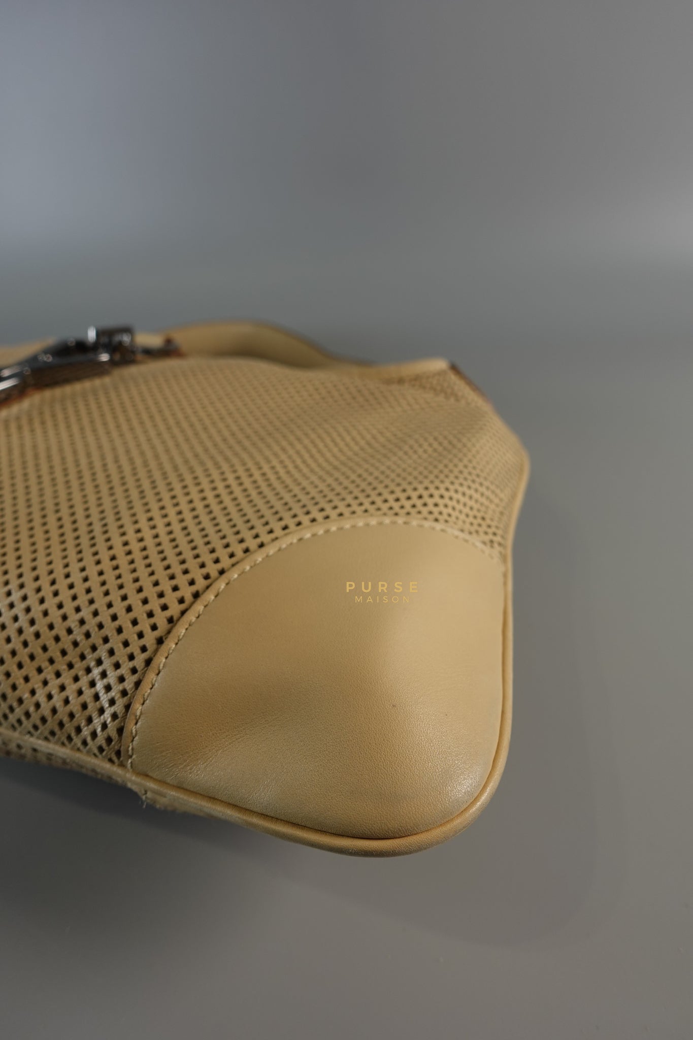 Perforated Jackie Small Beige Shoulder Bag | Purse Maison Luxury Bags Shop