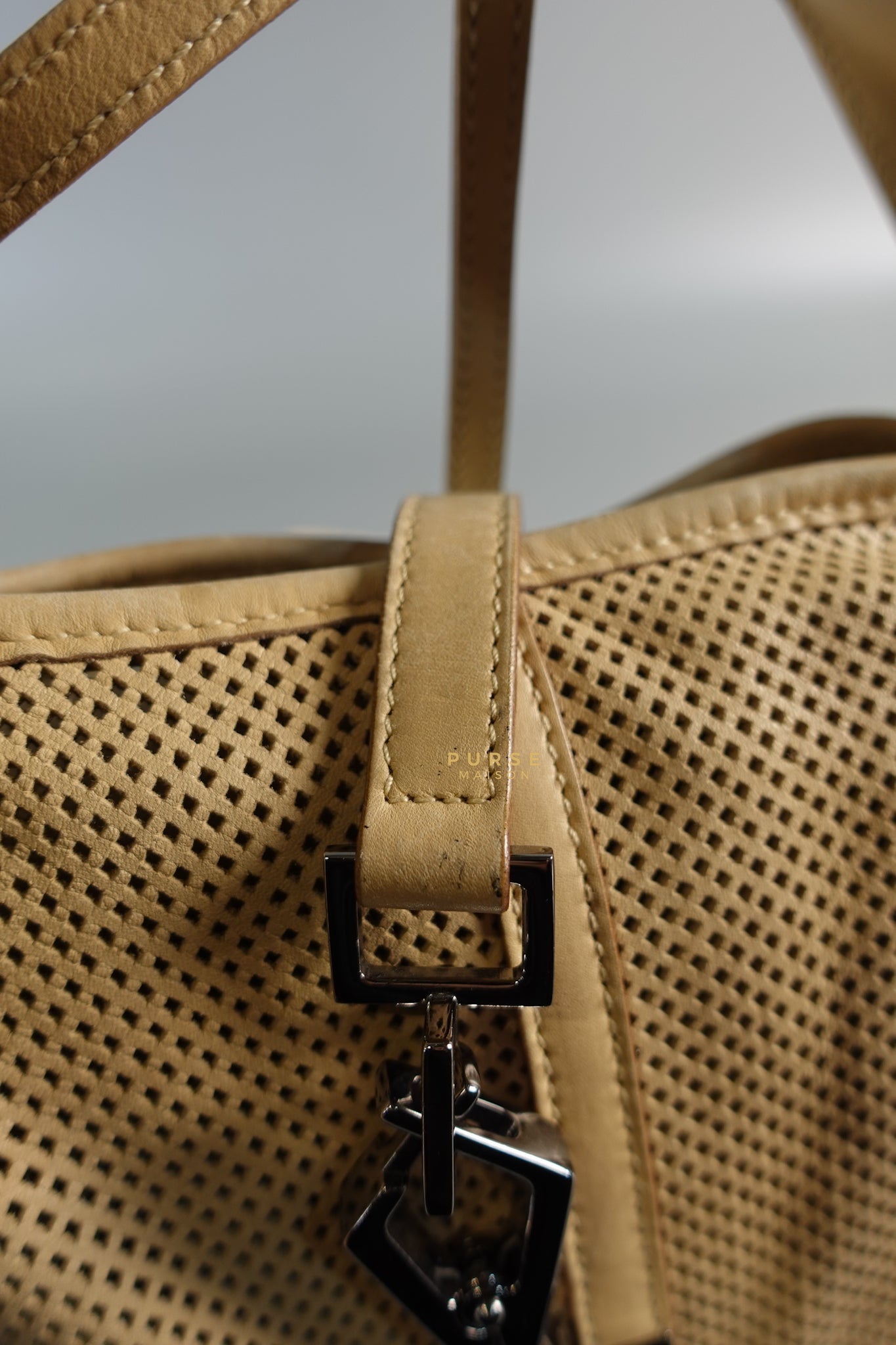 Perforated Jackie Small Beige Shoulder Bag | Purse Maison Luxury Bags Shop