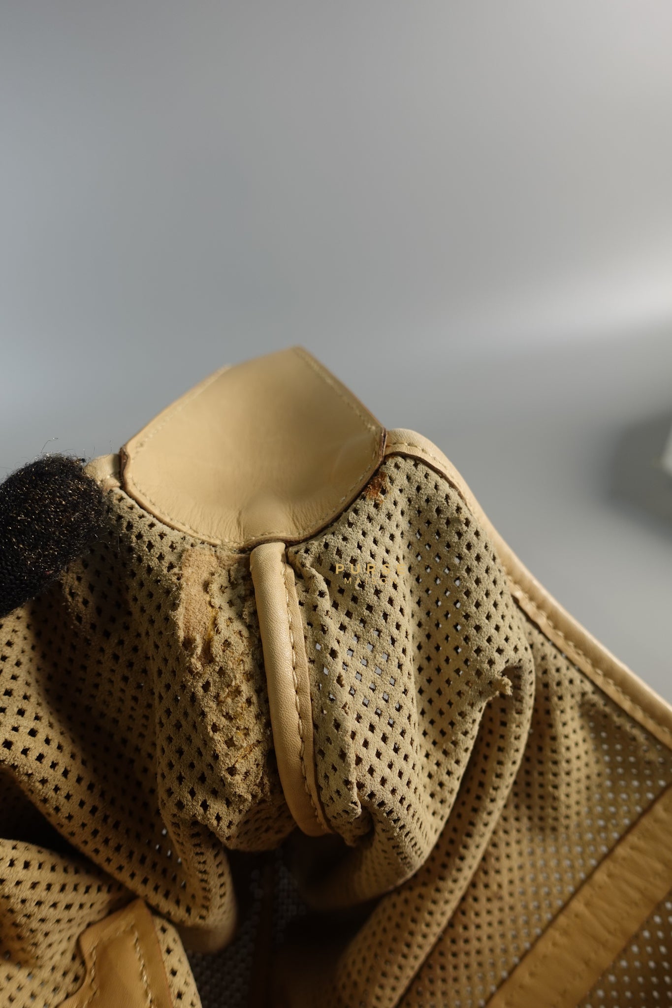 Perforated Jackie Small Beige Shoulder Bag | Purse Maison Luxury Bags Shop