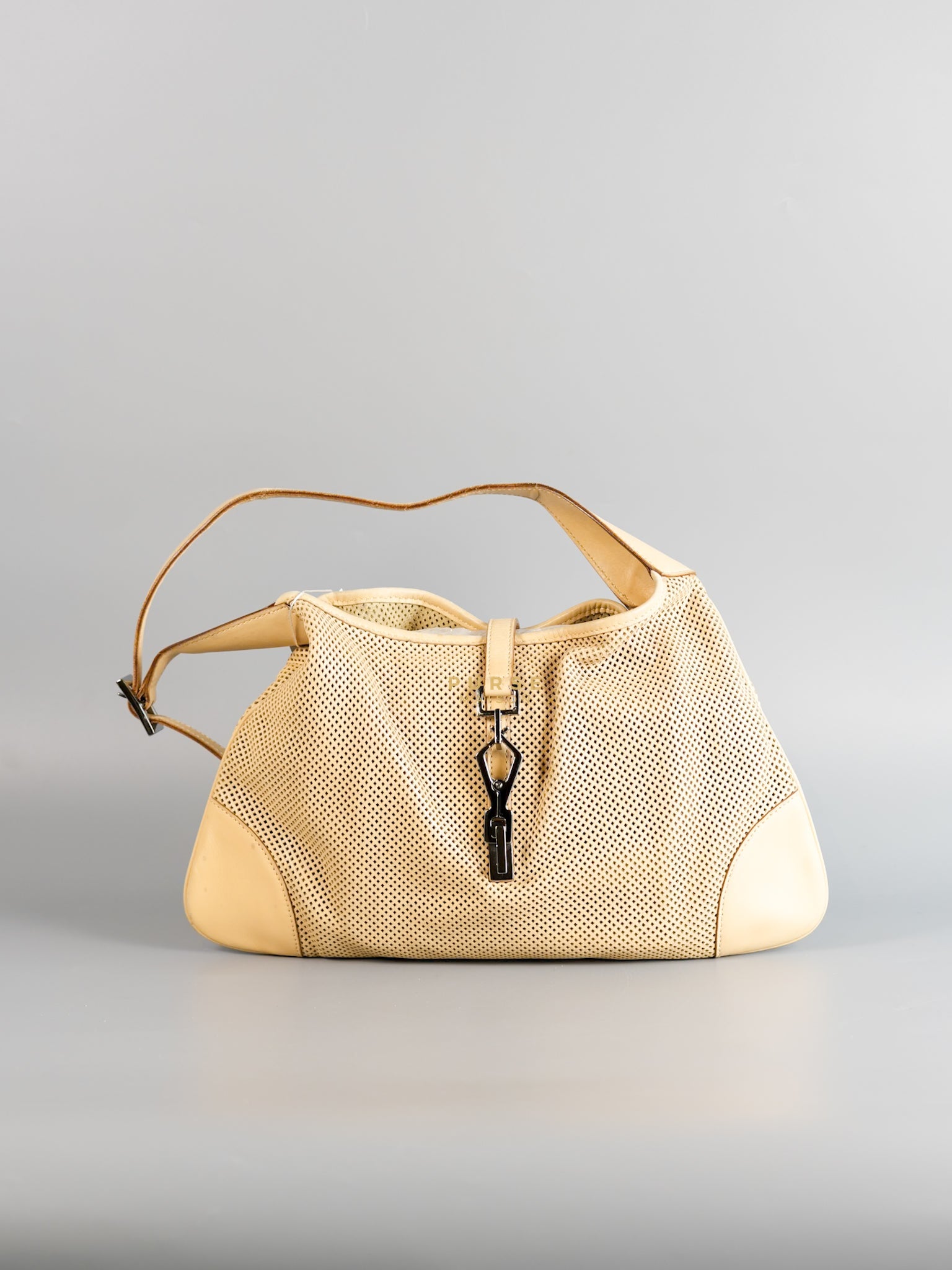 Perforated Jackie Small Beige Shoulder Bag | Purse Maison Luxury Bags Shop