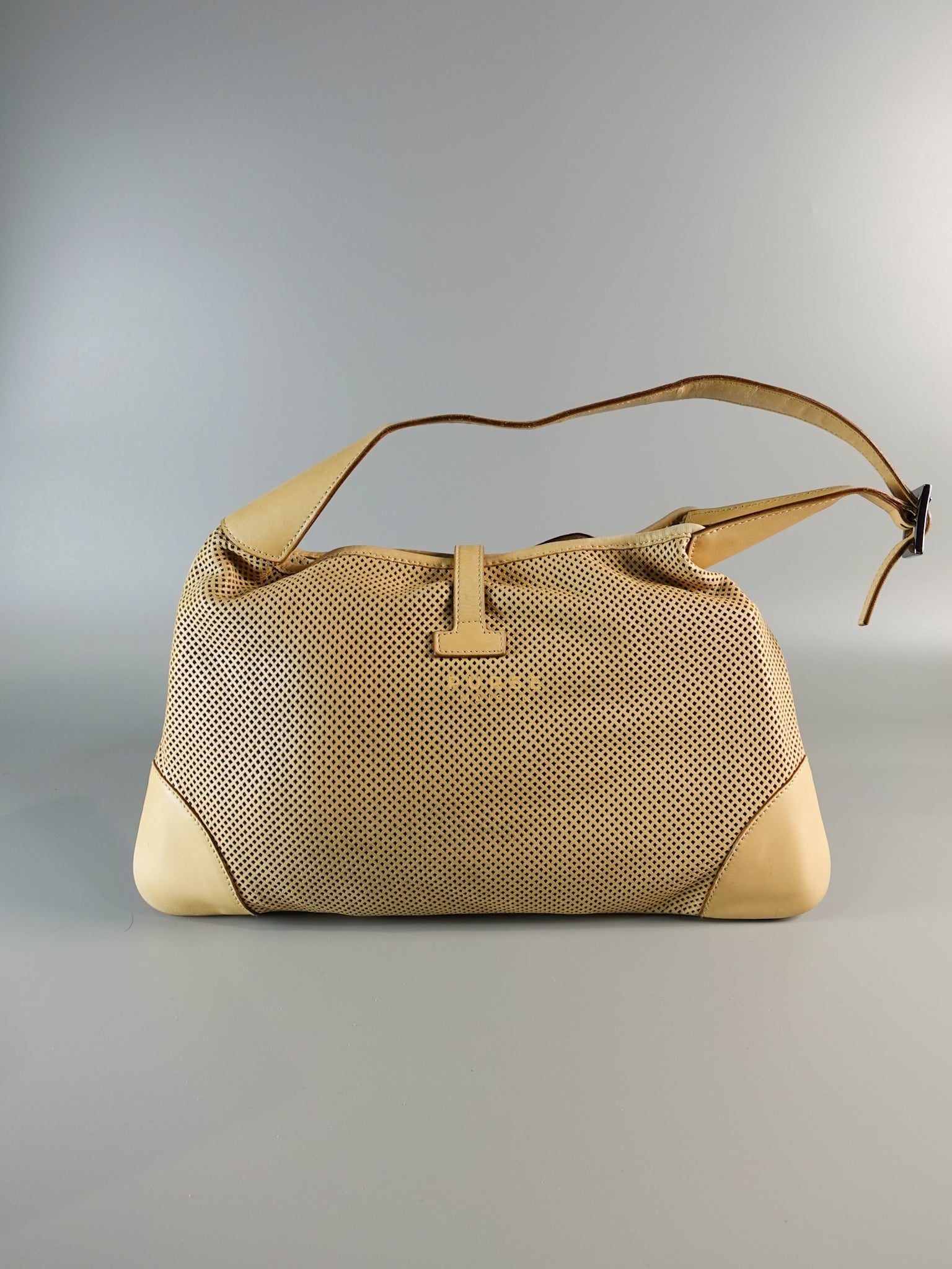 Perforated Jackie Small Beige Shoulder Bag | Purse Maison Luxury Bags Shop