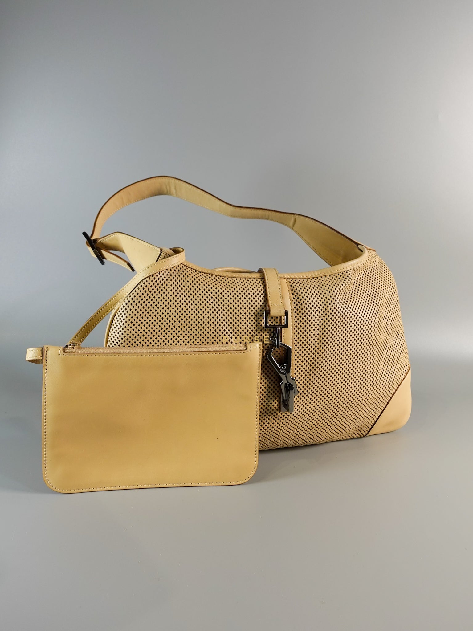 Perforated Jackie Small Beige Shoulder Bag | Purse Maison Luxury Bags Shop