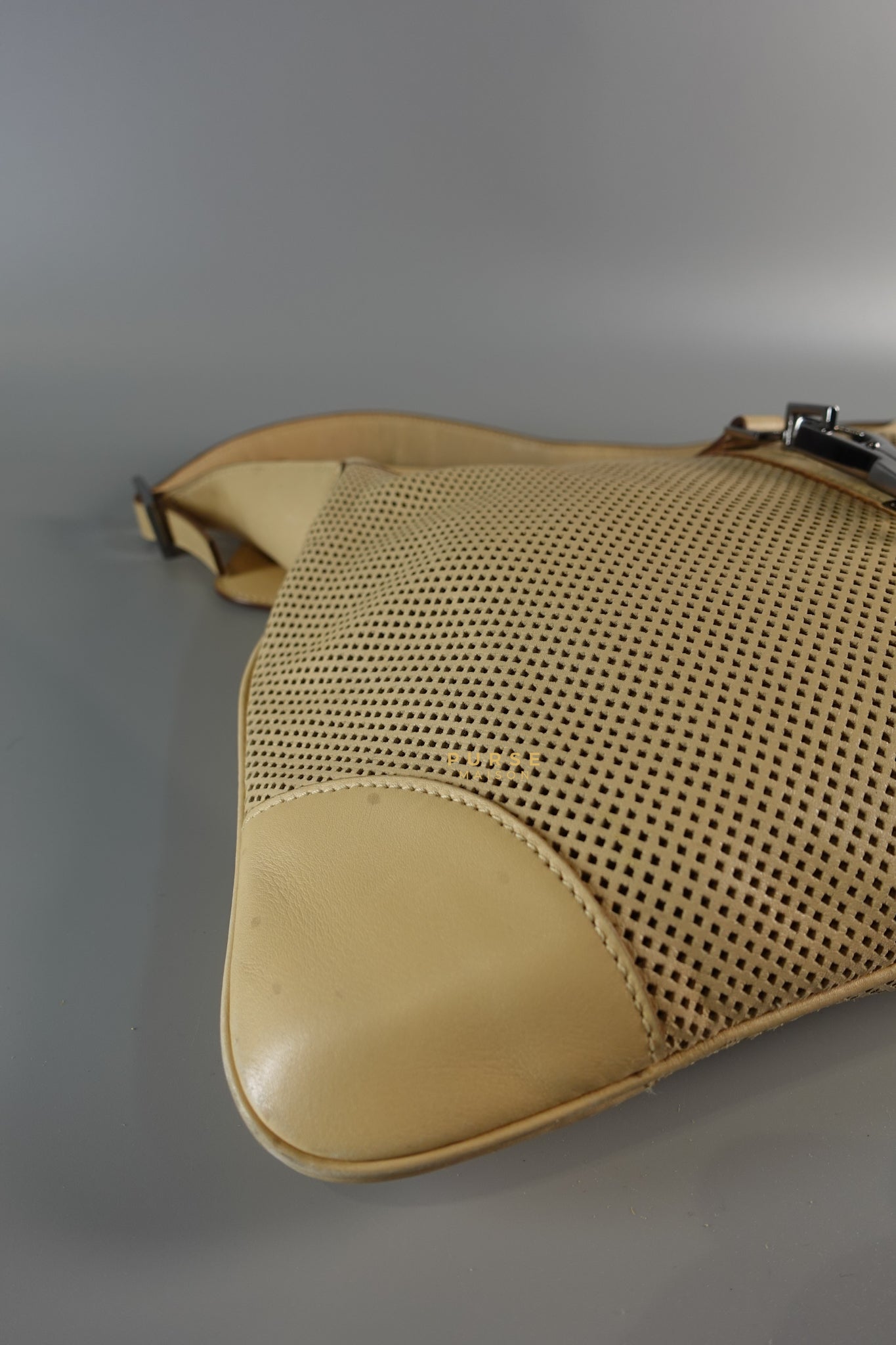 Perforated Jackie Small Beige Shoulder Bag | Purse Maison Luxury Bags Shop