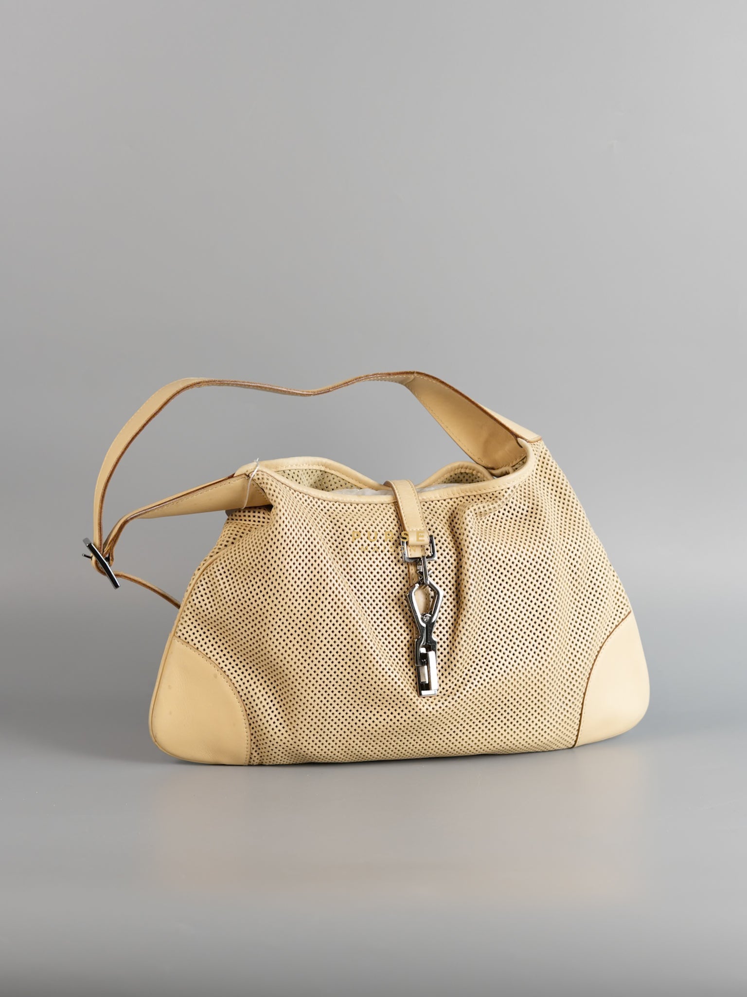 Perforated Jackie Small Beige Shoulder Bag | Purse Maison Luxury Bags Shop