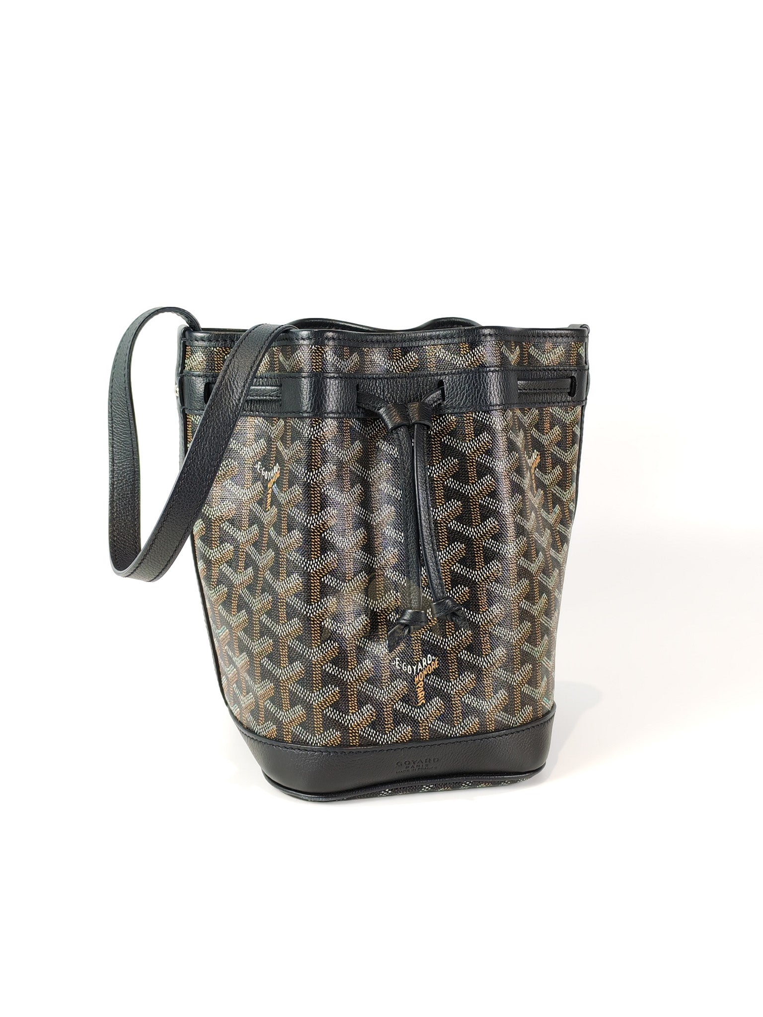 Petit Flot Bucket Sling Bag PM in Black Goyardine Canvas | Purse Maison Luxury Bags Shop