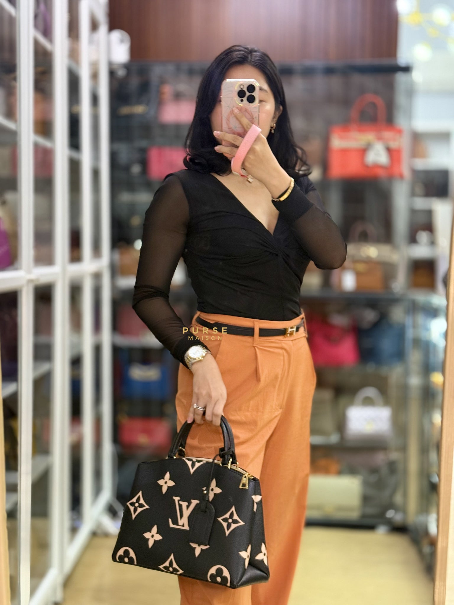 Petit Palais PM in Monogram Empreinte Bicolor Leather (Microchip) | Purse Maison Luxury Bags Shop