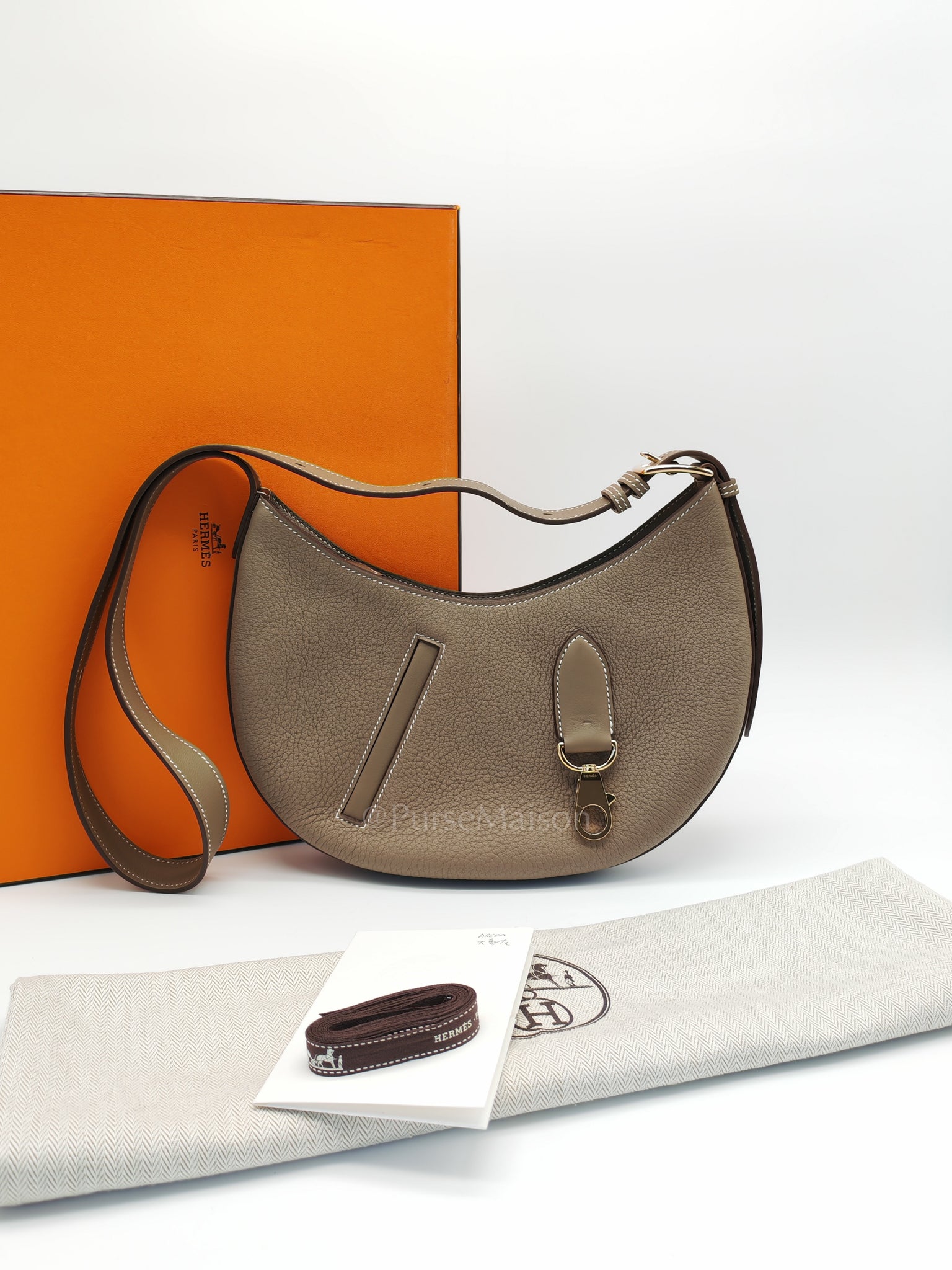 Petite Arcon Etoupe Togo and Swift Leather in Gold Hardware Stamp W (2024) | Purse Maison Luxury Bags Shop