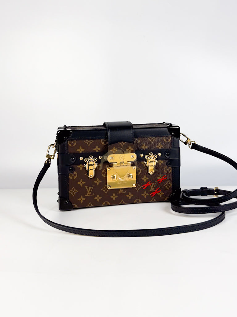 Petite Malle Bag in Monogram Coated Canvas & Gold Hardware Microchip | Purse Maison Luxury Bags Shop