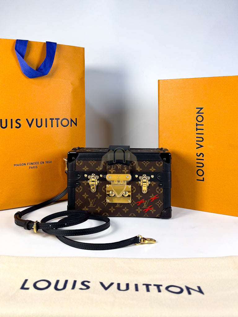 Petite Malle Bag in Monogram Coated Canvas & Gold Hardware Microchip | Purse Maison Luxury Bags Shop