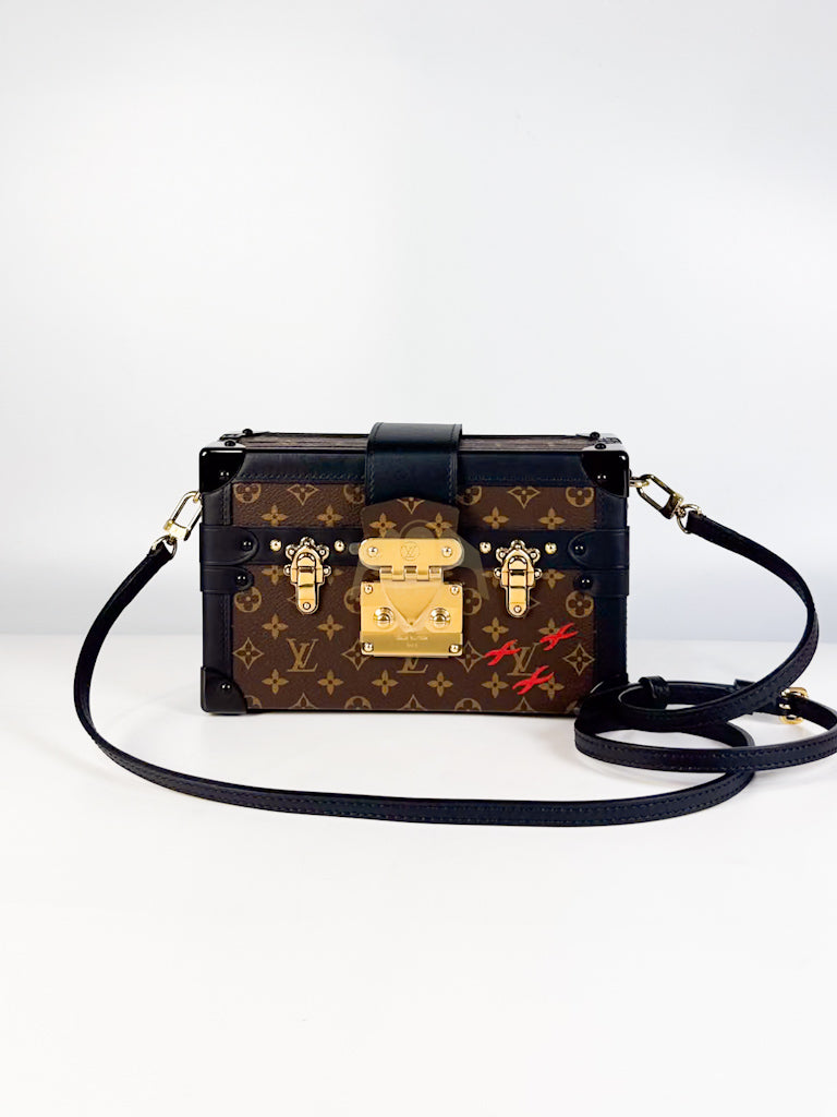 Petite Malle Bag in Monogram Coated Canvas & Gold Hardware Microchip | Purse Maison Luxury Bags Shop