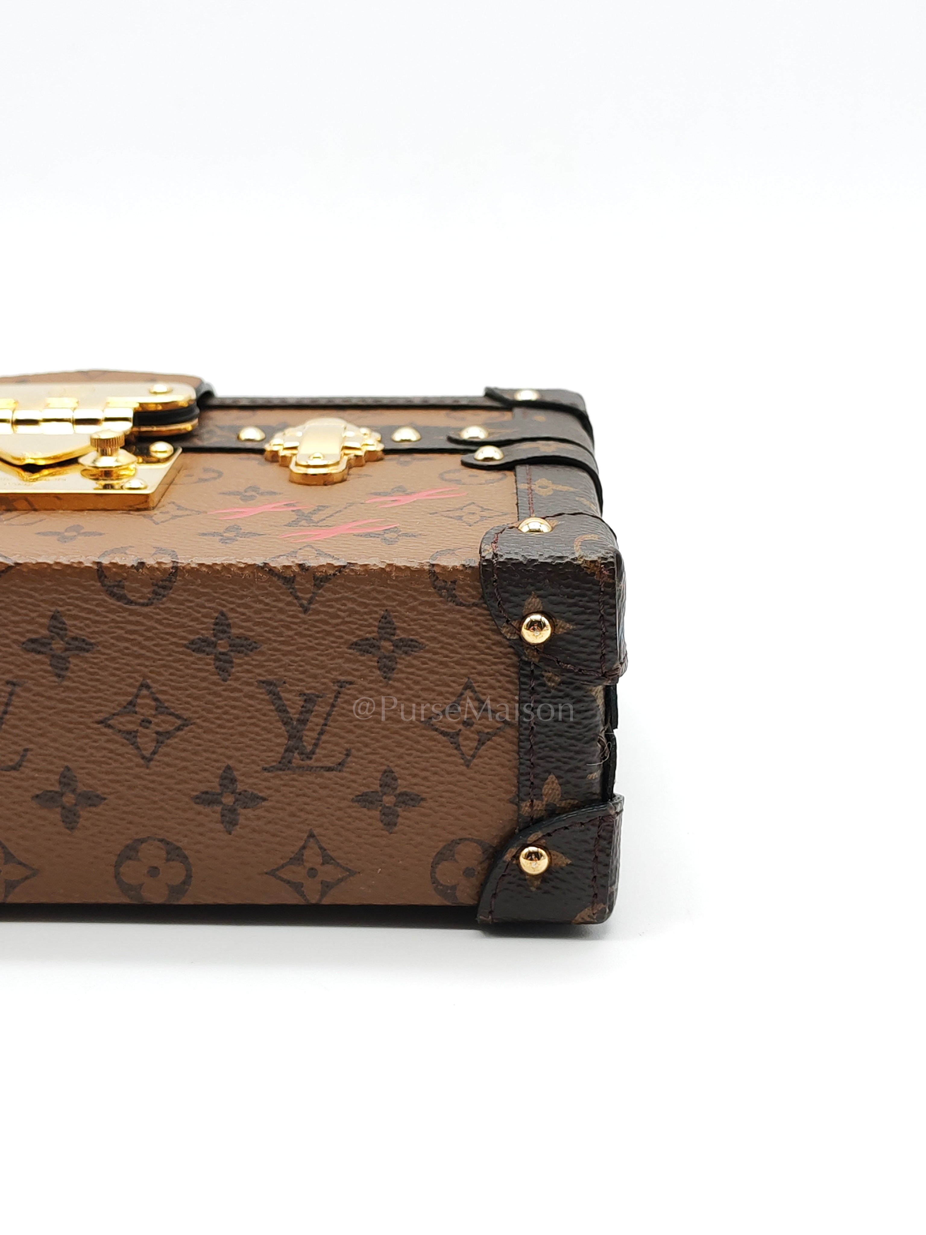 Petite Malle Bag in Reverse Monogram Canvas & Gold Hardware Microchip | Purse Maison Luxury Bags Shop