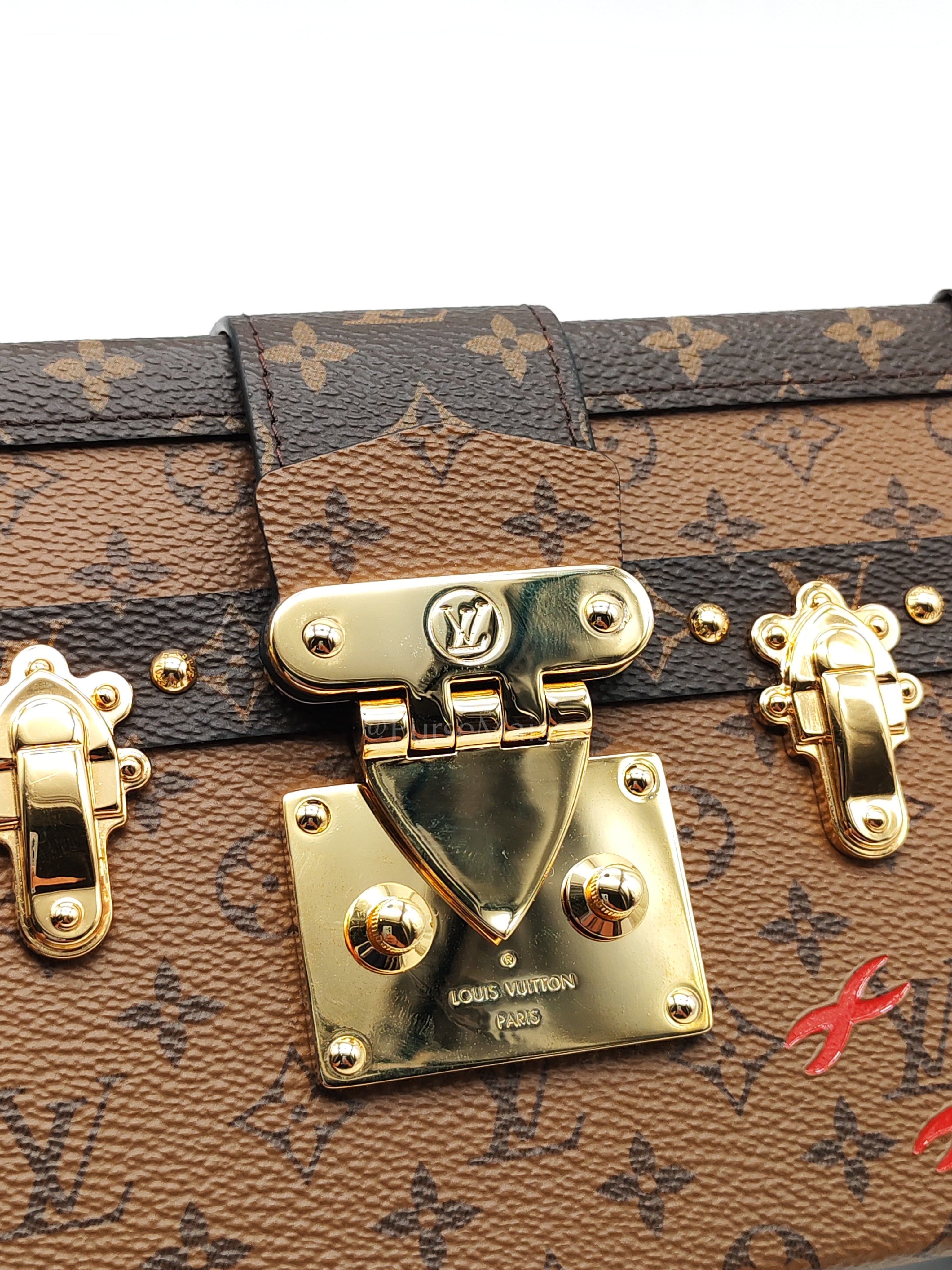 Petite Malle Bag in Reverse Monogram Canvas & Gold Hardware Microchip | Purse Maison Luxury Bags Shop