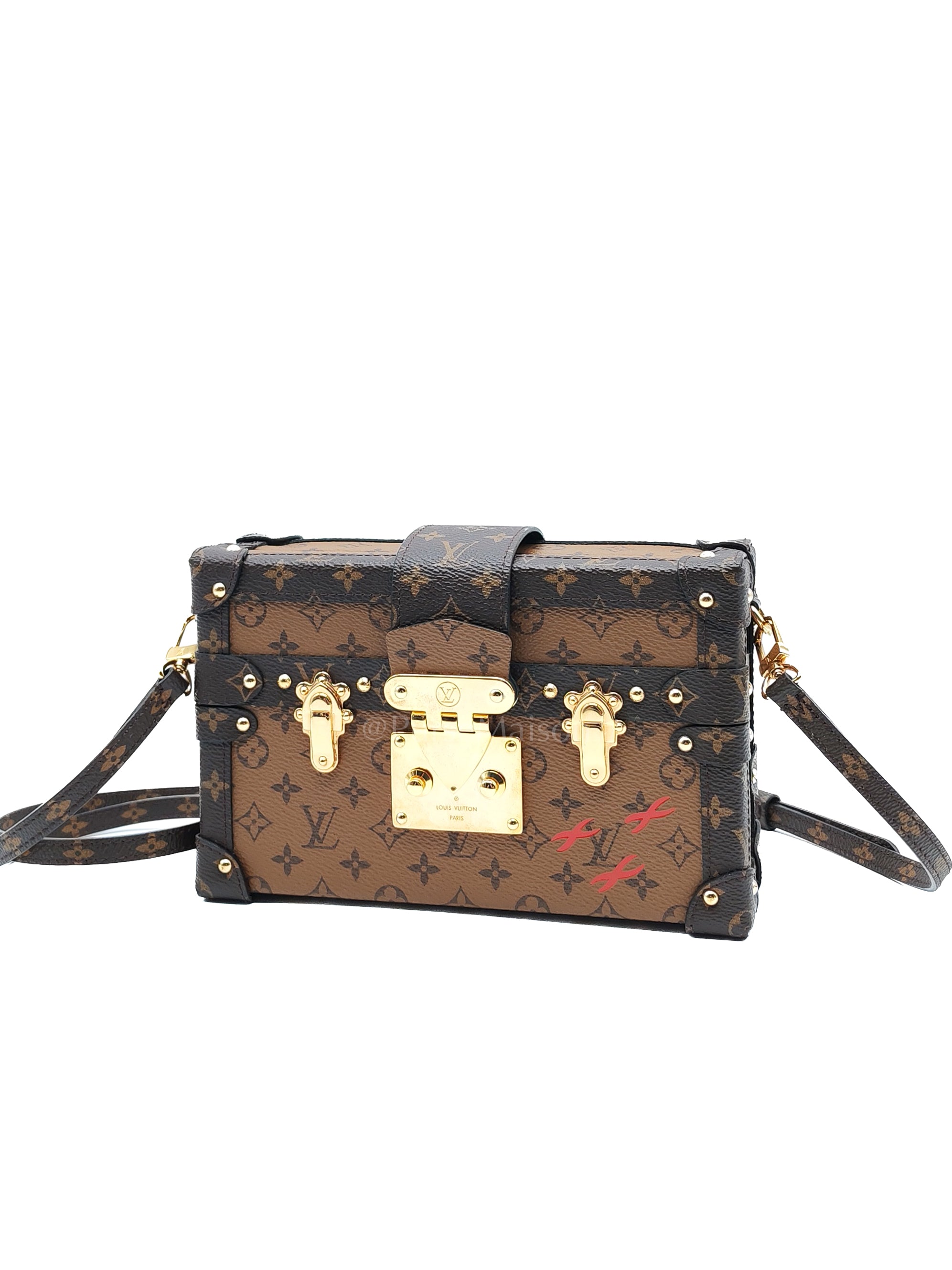 Petite Malle Bag in Reverse Monogram Canvas & Gold Hardware Microchip | Purse Maison Luxury Bags Shop