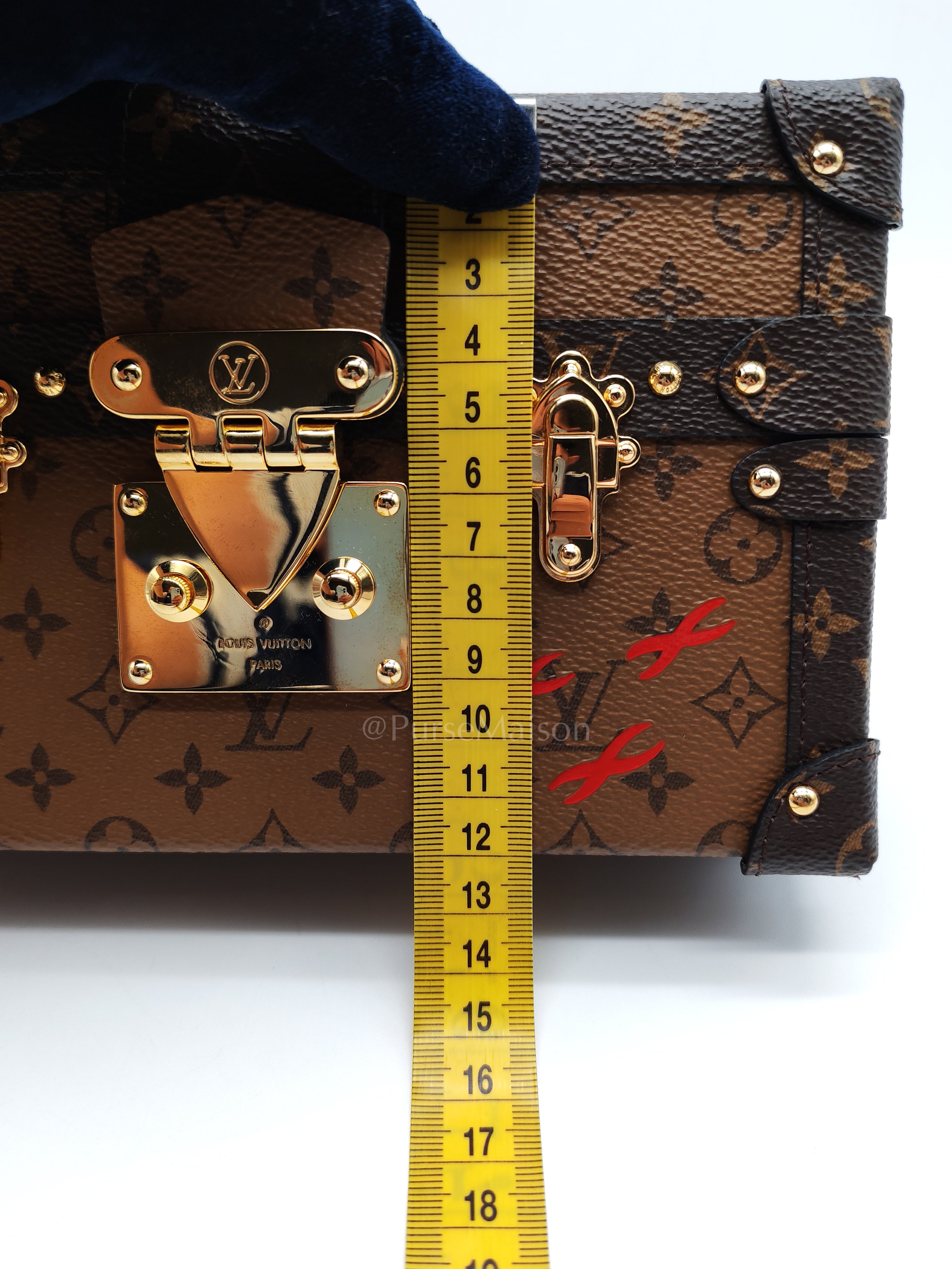 Petite Malle Bag in Reverse Monogram Canvas & Gold Hardware Microchip | Purse Maison Luxury Bags Shop
