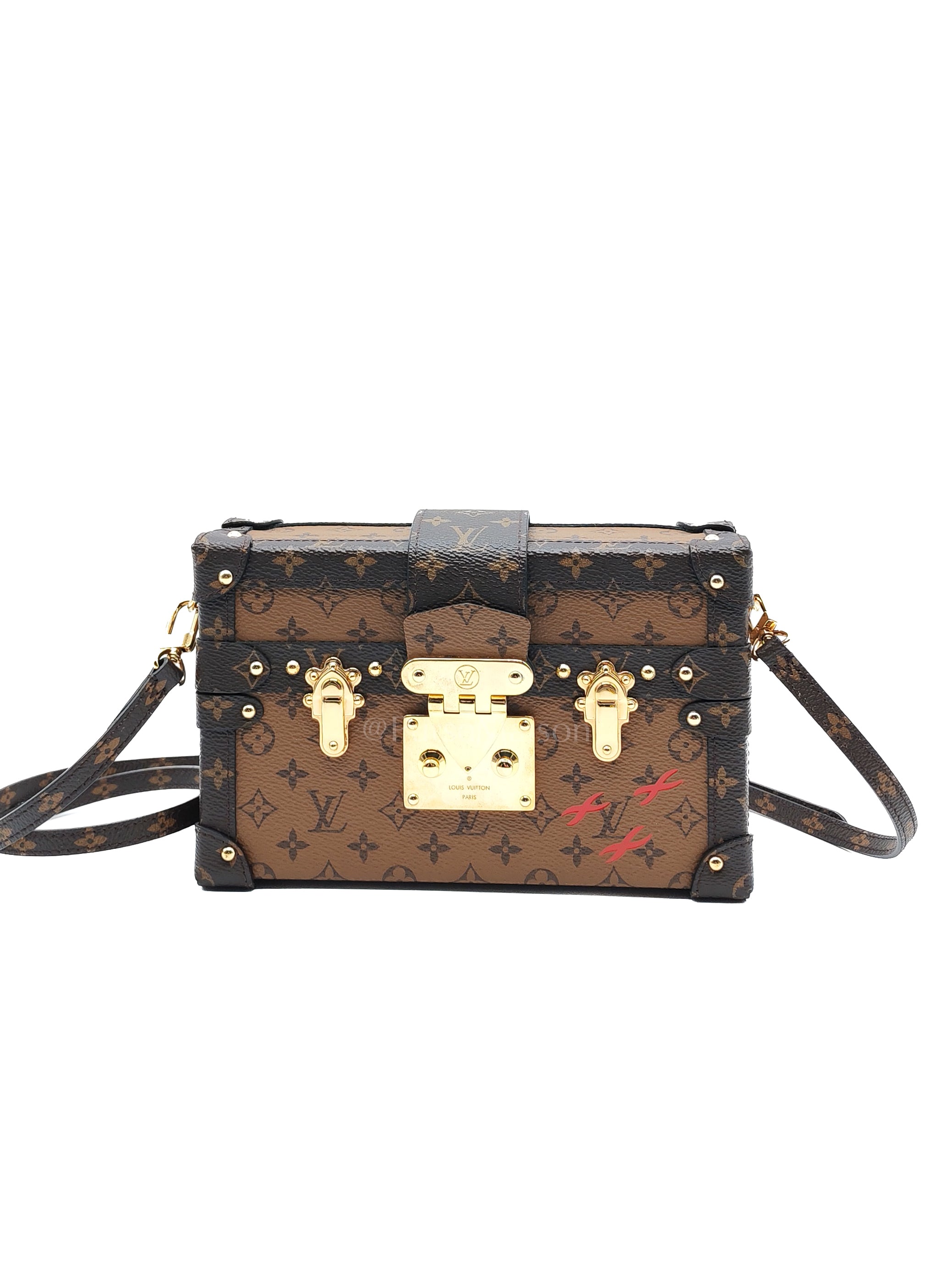 Petite Malle Bag in Reverse Monogram Canvas & Gold Hardware Microchip | Purse Maison Luxury Bags Shop
