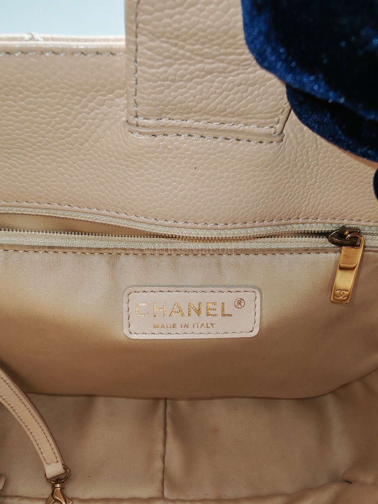 Petite Shopping Tote (PST) Beige Clair in Quilted Caviar Leather and Gold Hardware Series 14 | Purse Maison Luxury Bags Shop