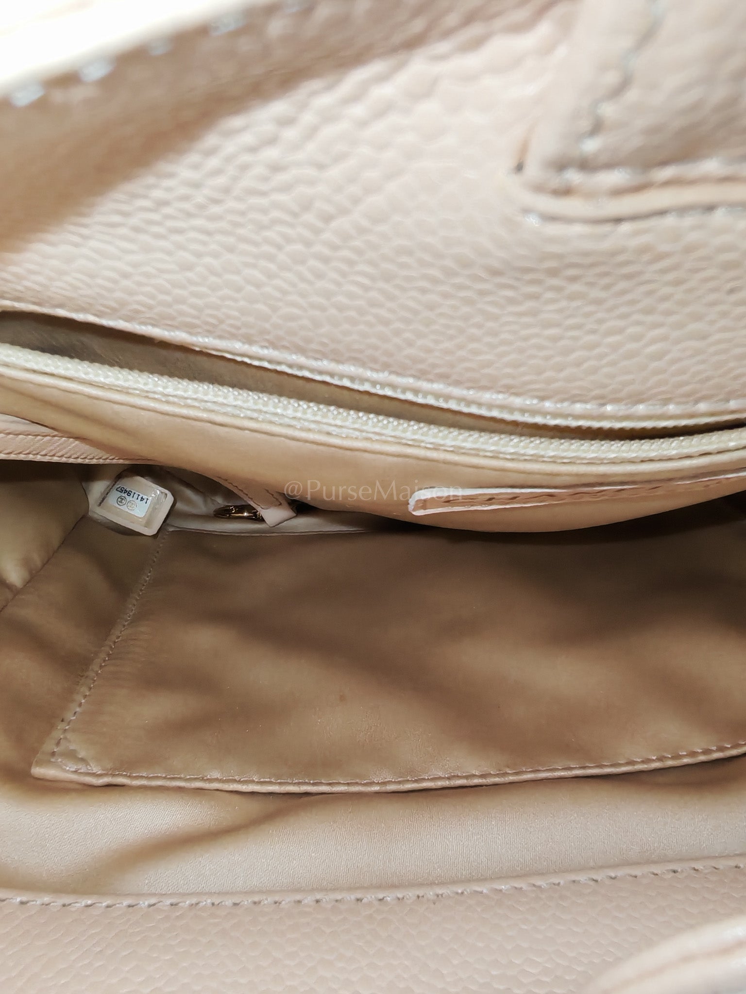 Petite Shopping Tote (PST) Beige Clair in Quilted Caviar Leather and Gold Hardware Series 14 | Purse Maison Luxury Bags Shop