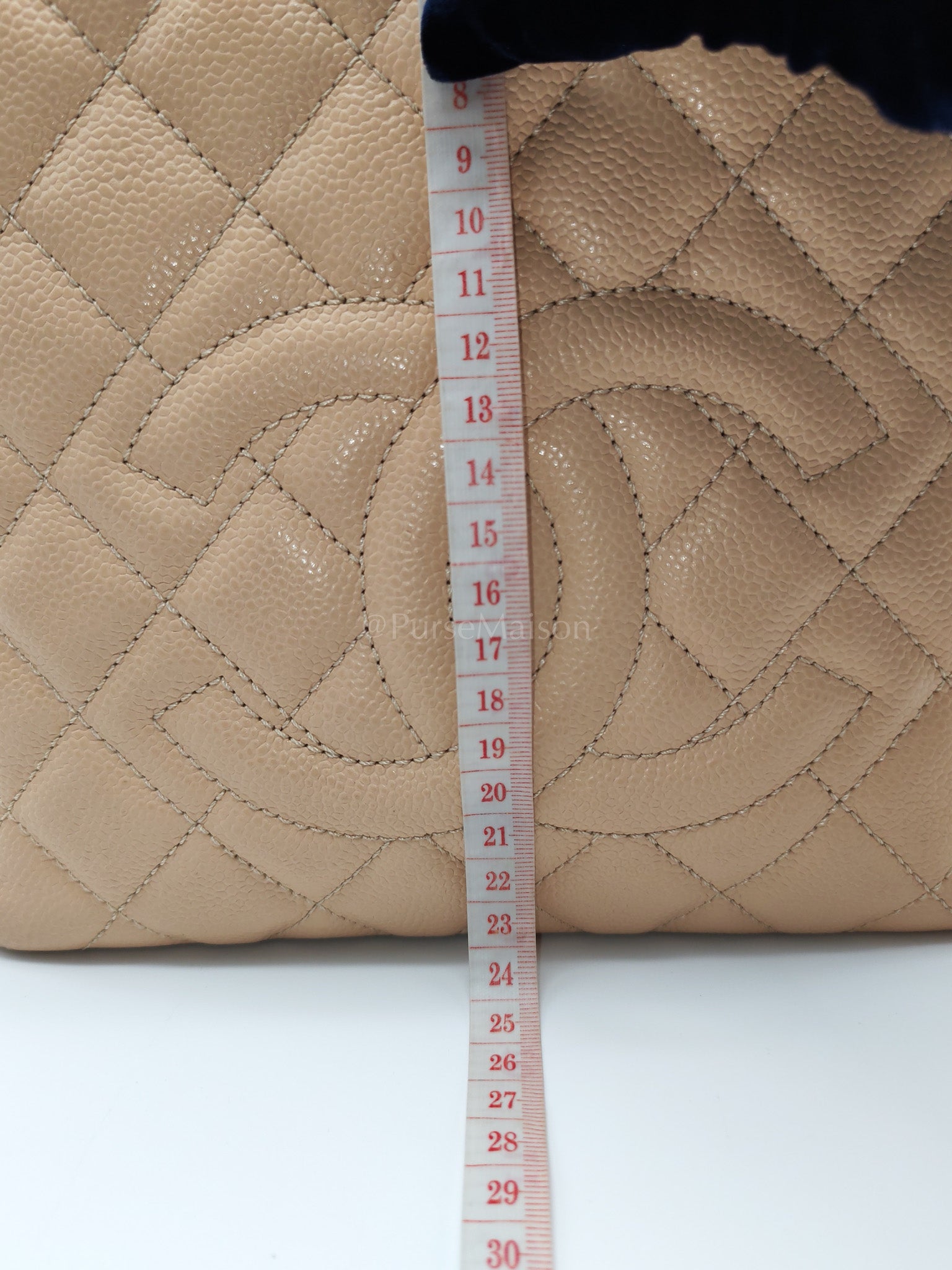 Petite Shopping Tote (PST) Beige Clair in Quilted Caviar Leather and Gold Hardware Series 14 | Purse Maison Luxury Bags Shop