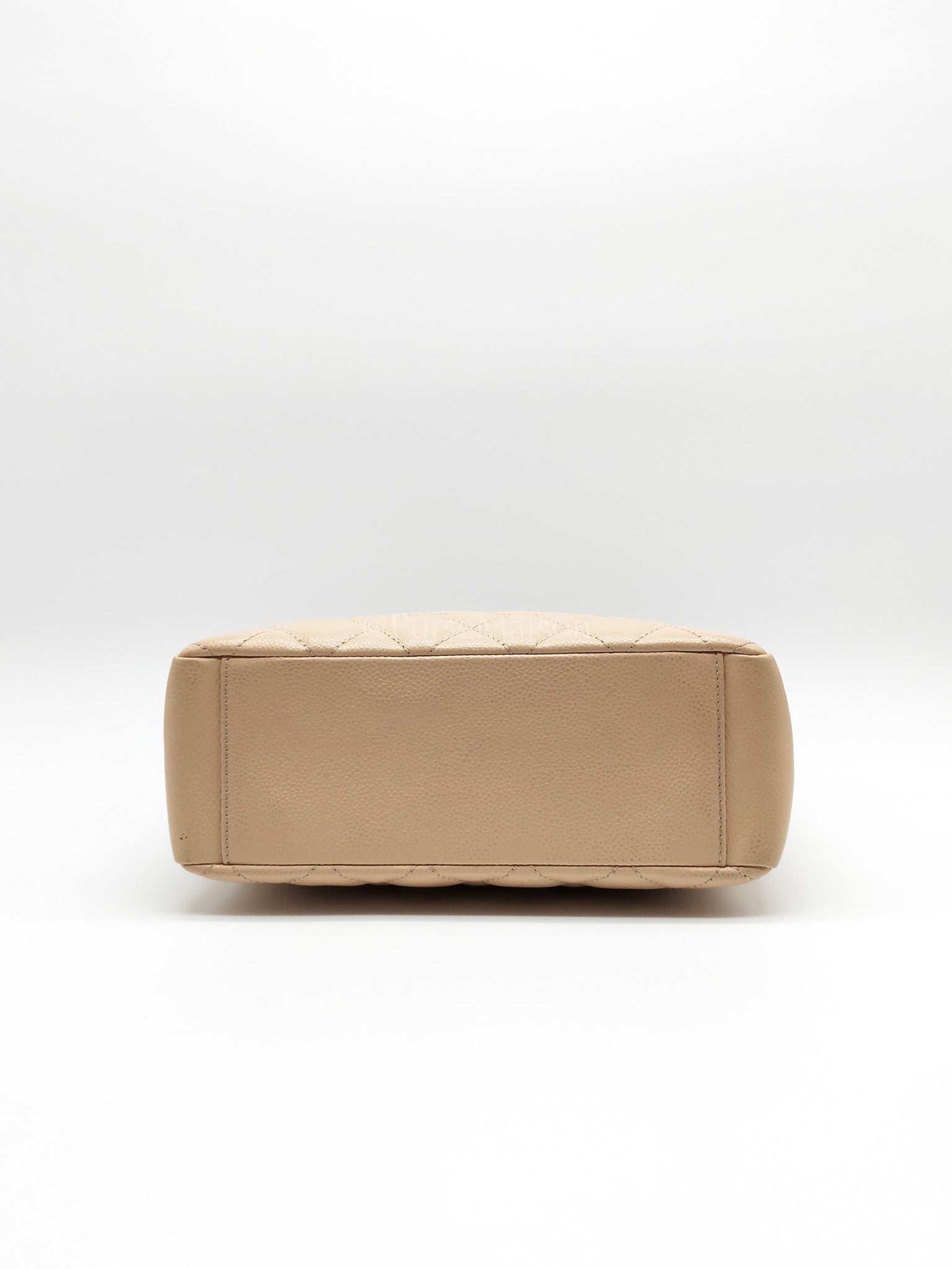 Petite Shopping Tote (PST) Beige Clair in Quilted Caviar Leather and Gold Hardware Series 14 | Purse Maison Luxury Bags Shop