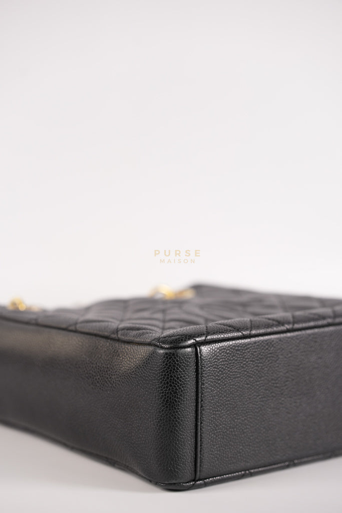 Petite Shopping Tote (PST) in Black Caviar Leather Gold Hardware (Series 15) | Purse Maison Luxury Bags Shop
