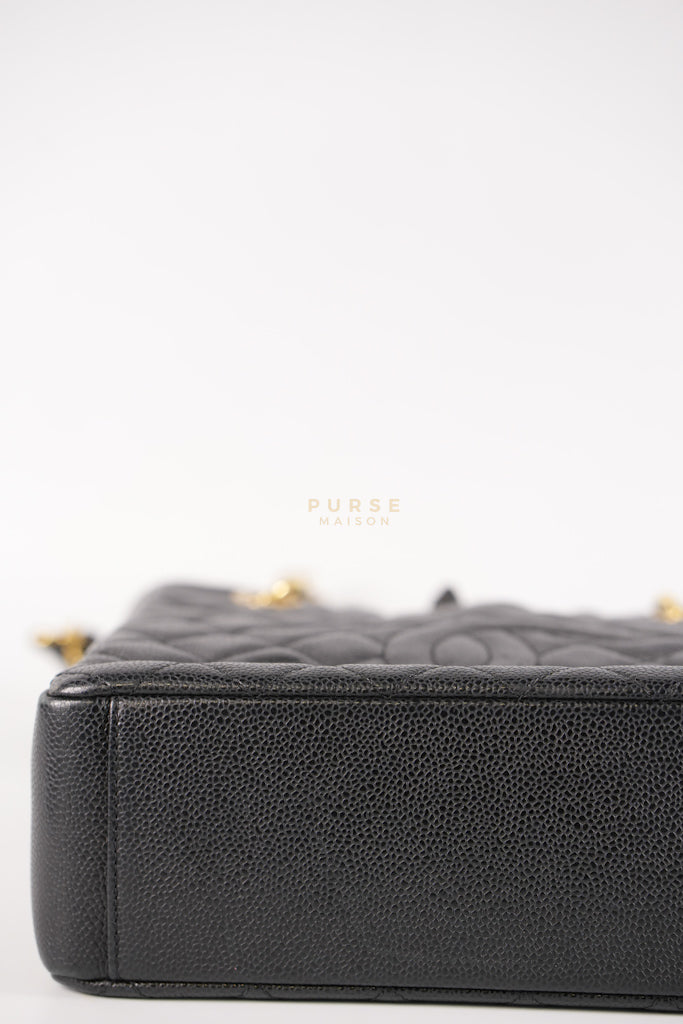 Petite Shopping Tote (PST) in Black Caviar Leather Gold Hardware (Series 15) | Purse Maison Luxury Bags Shop