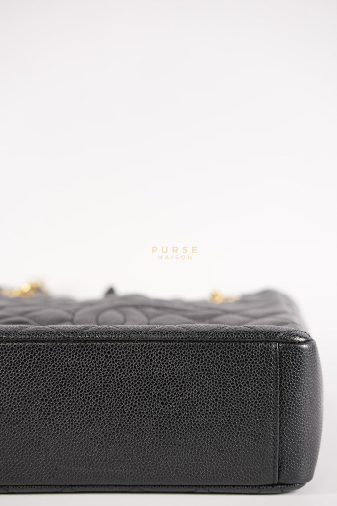 Petite Shopping Tote (PST) in Black Caviar Leather Gold Hardware (Series 15) | Purse Maison Luxury Bags Shop