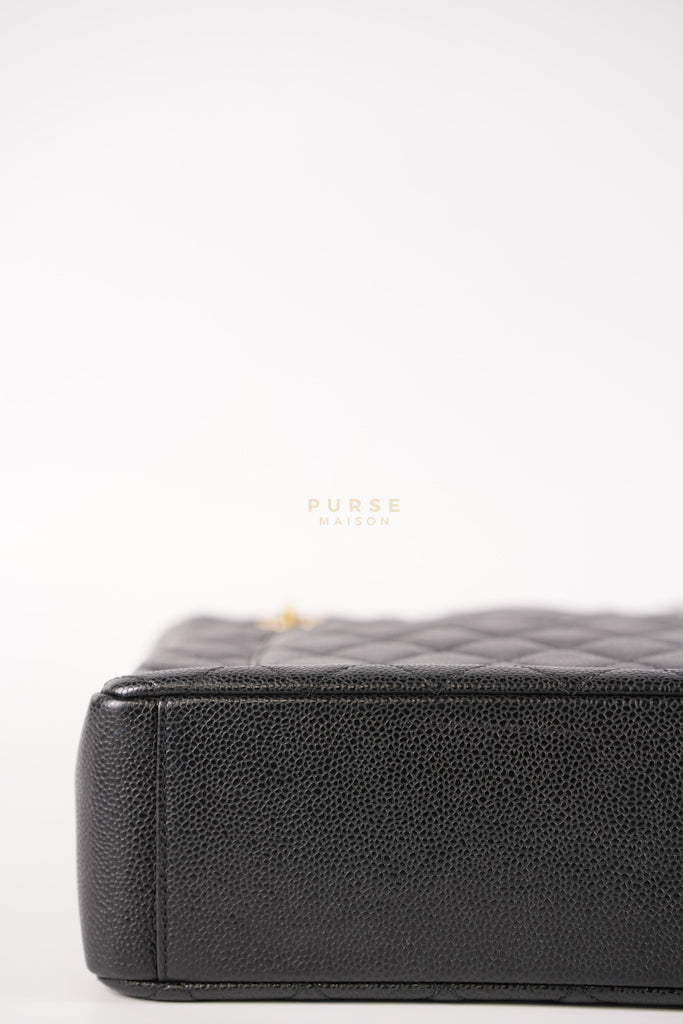 Petite Shopping Tote (PST) in Black Caviar Leather Gold Hardware (Series 15) | Purse Maison Luxury Bags Shop